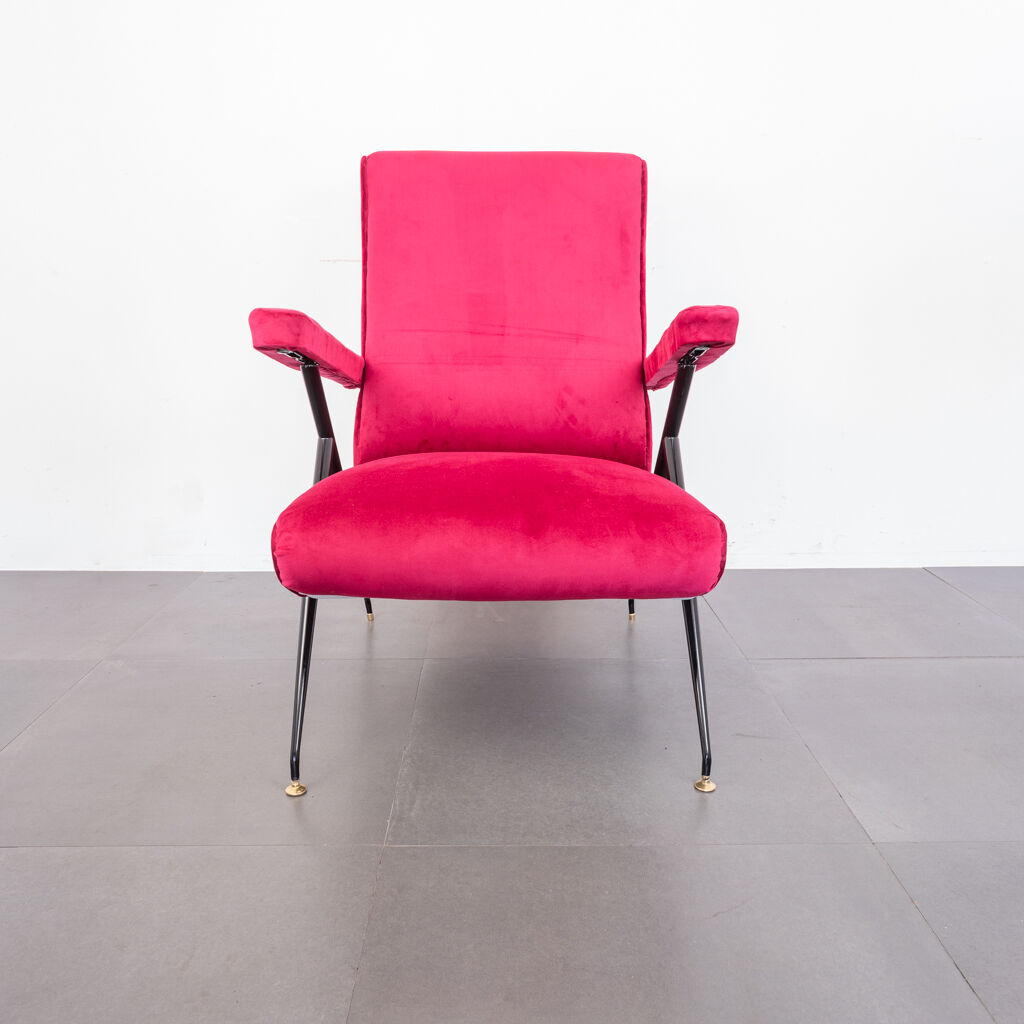 Velvet reclining armchair 1950