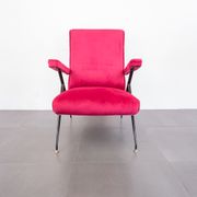 Velvet reclining armchair 1950