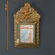 Small Mirror with Parcloses in Repoussé Brass – 1900