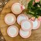 Set of 7 flat plates vintage pink L'Amandinoise