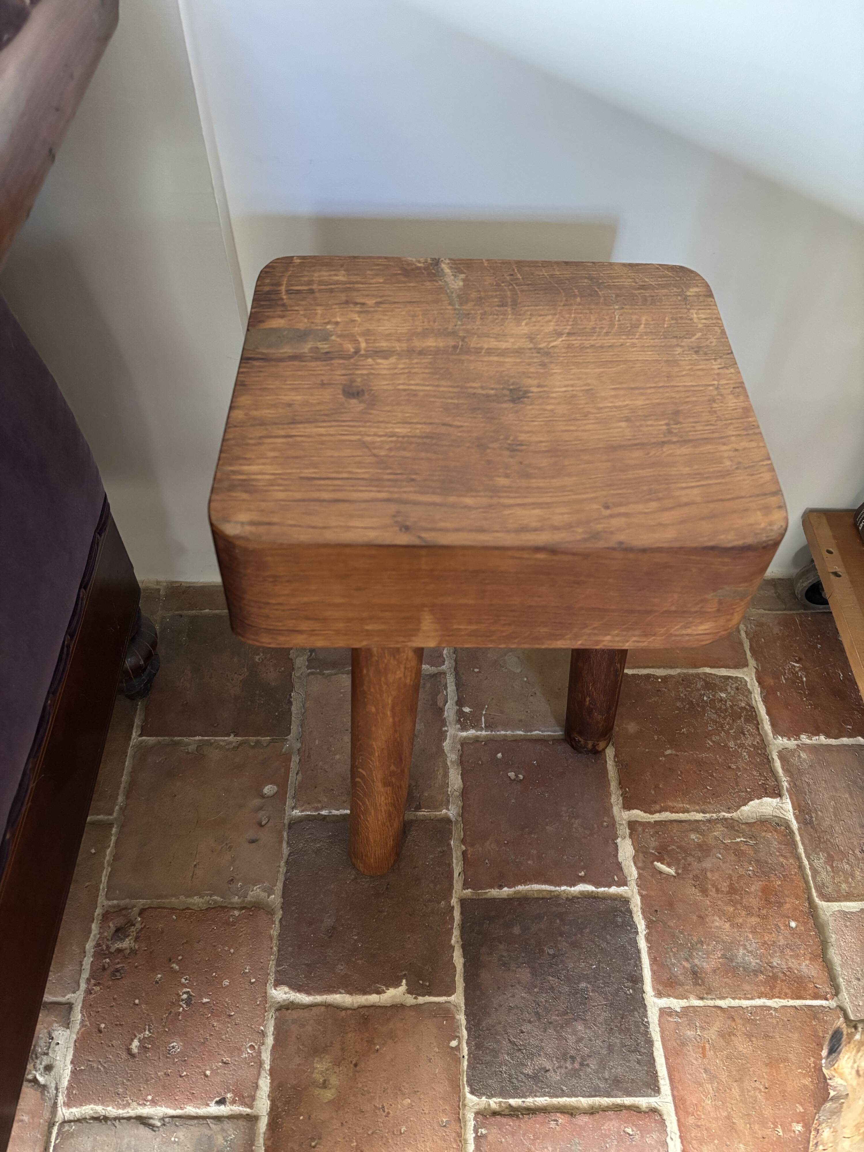 Brutalist stool in the style of Charlotte Perriand
