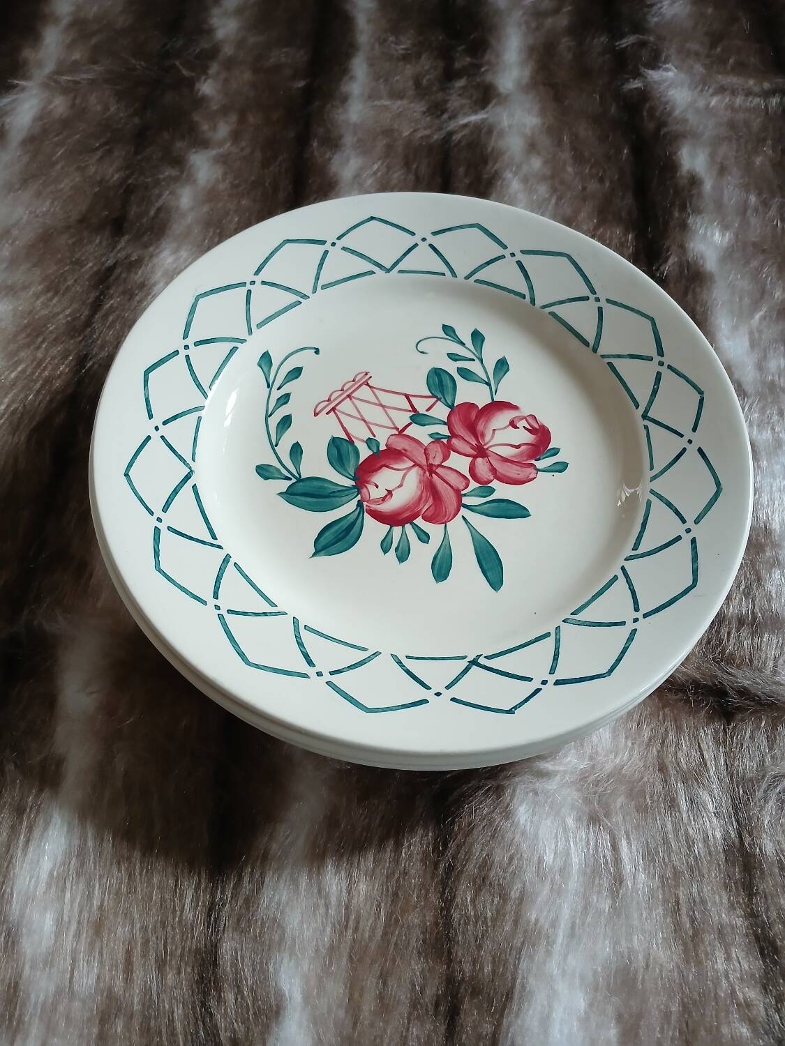 4 antique flat plates from Sarreguemines