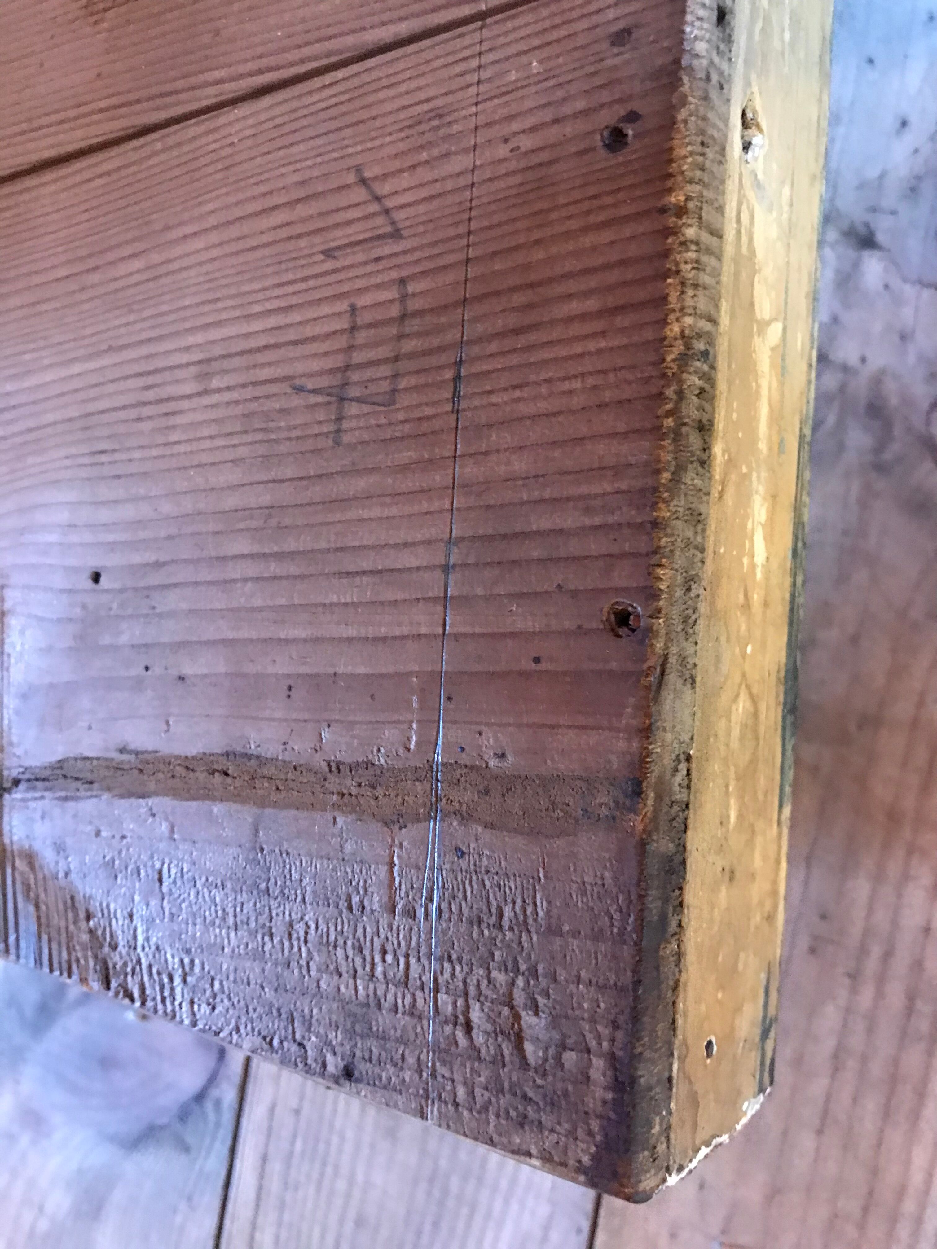 Mirror with golden mercury parquet signed david frame wood and stuck