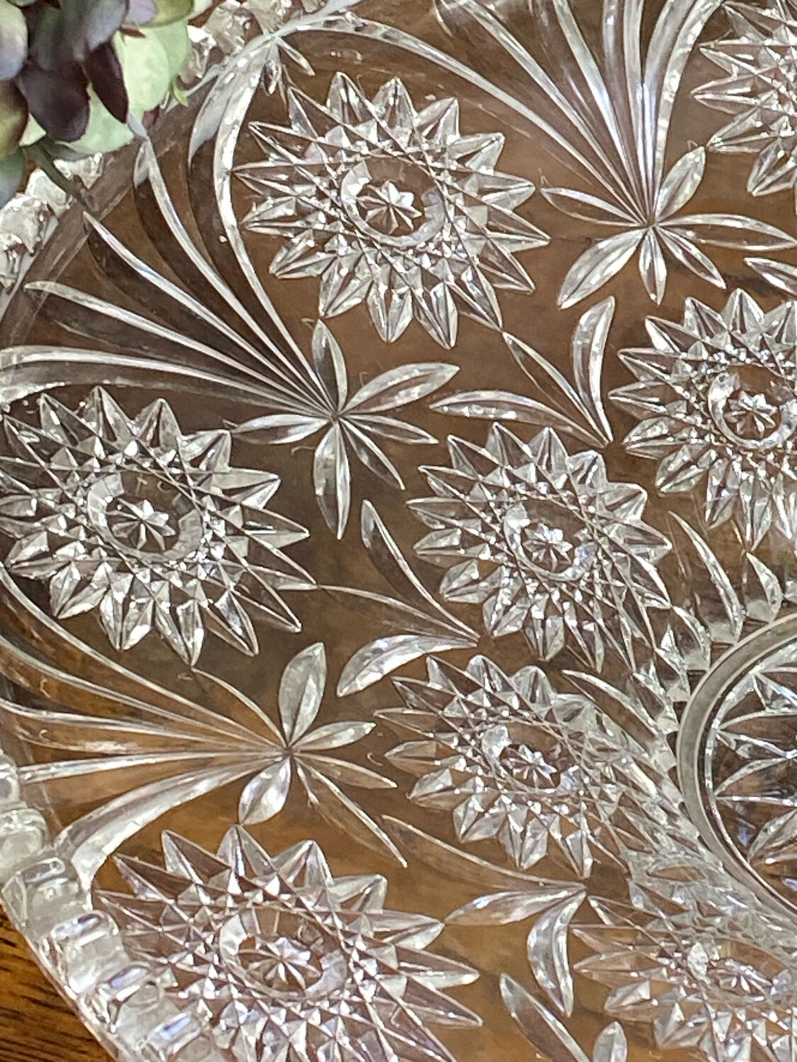 Large cut glass fruit bowl, 1950s