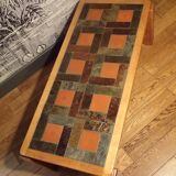 1970s coffee table in elm and schist