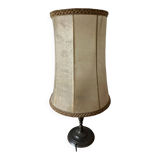 Vintage table lamp, front light, rice paper, pewter base, signed
