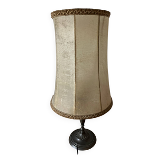 Vintage table lamp, front light, rice paper, pewter base, signed