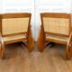 Pair of Teak Armchairs with Woven Rattan Seats, Colonial Art Deco, 1925
