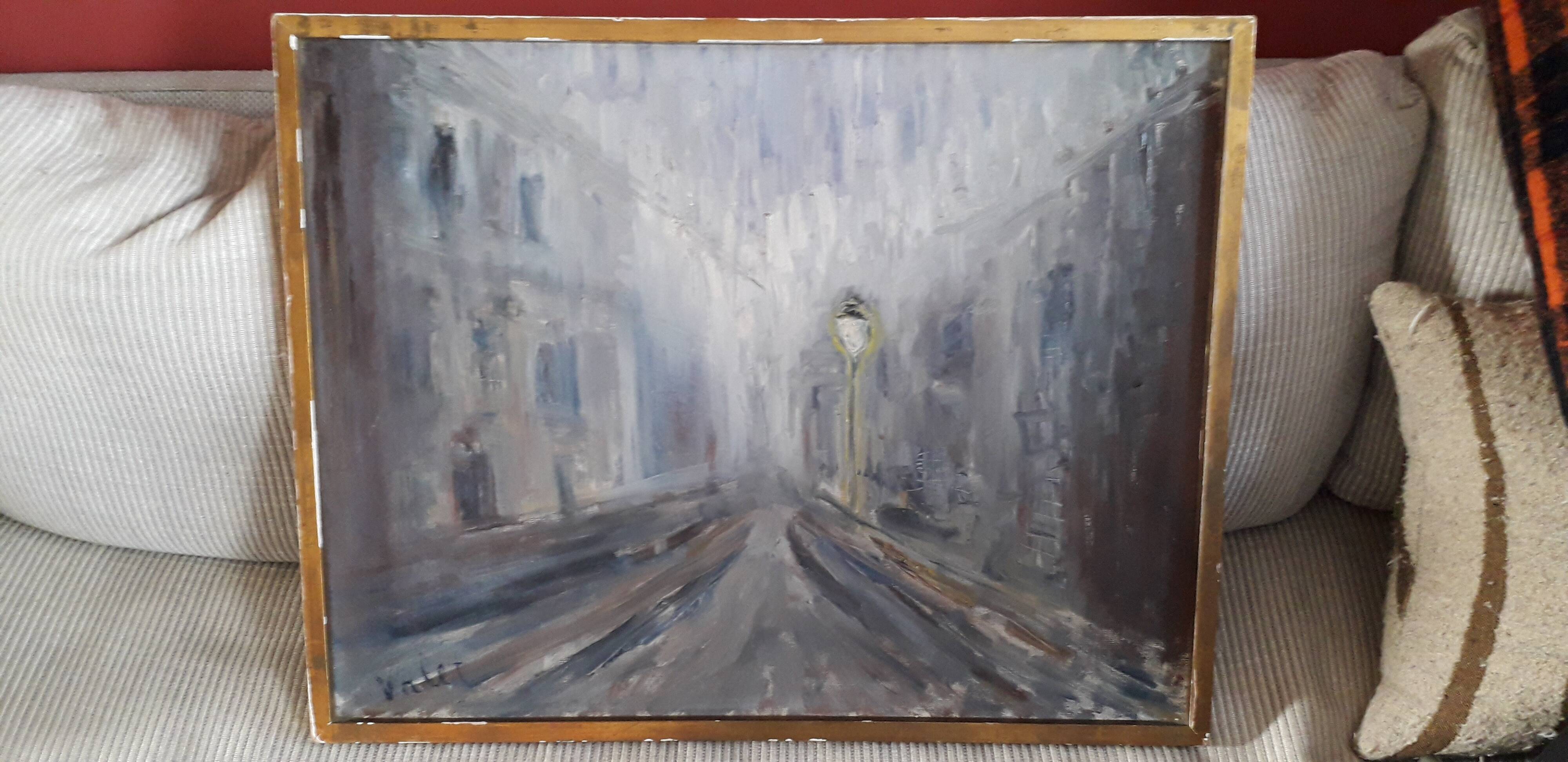 Old oil painting on canvas