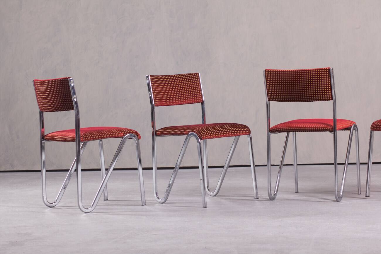 Vintage steel stacking chairs, Germany, 1980s, set of 4