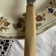 Set of 11 old table knives, horn handle, stainless blade and silver ferrule