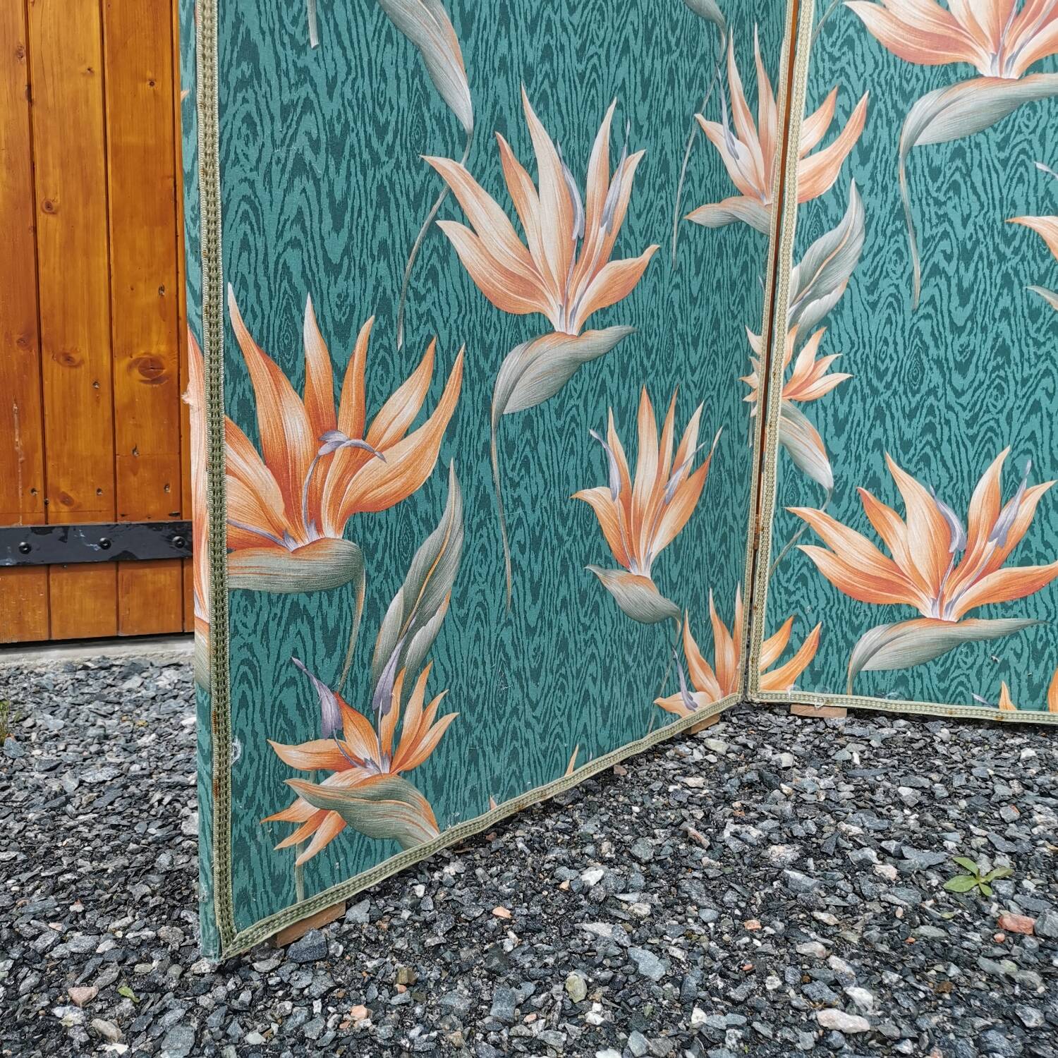 Large vintage fabric screen