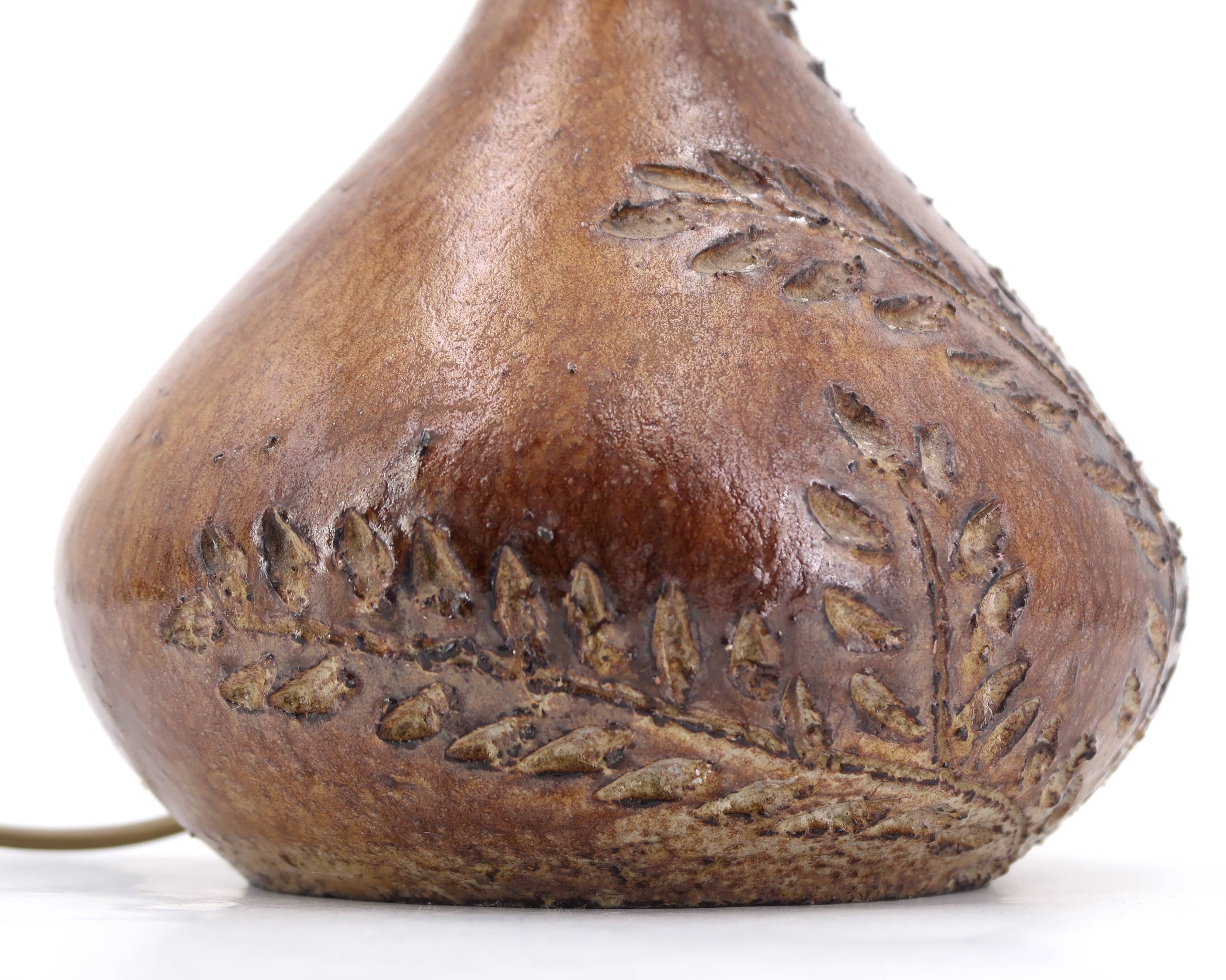 Sésame Vallauris ceramic lamp, raffia lampshade, 1970s