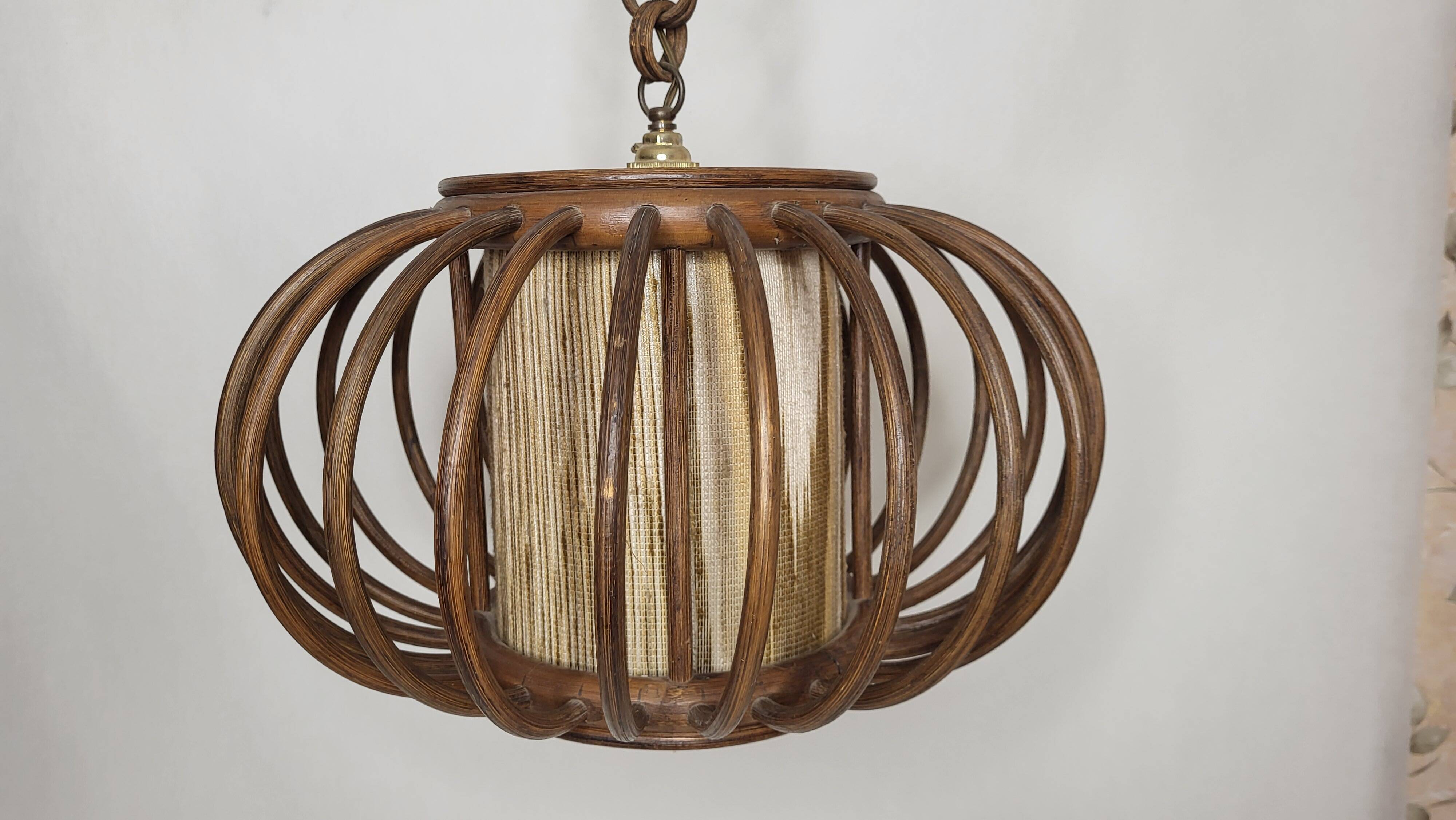 Rattan pendant lamp 1970s