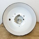 Industrial Black Enamel Factory Lamp with Cast Iron Top, 1960s
