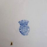 Badonviller set of 6 flat plates blue geometric decoration on cream background