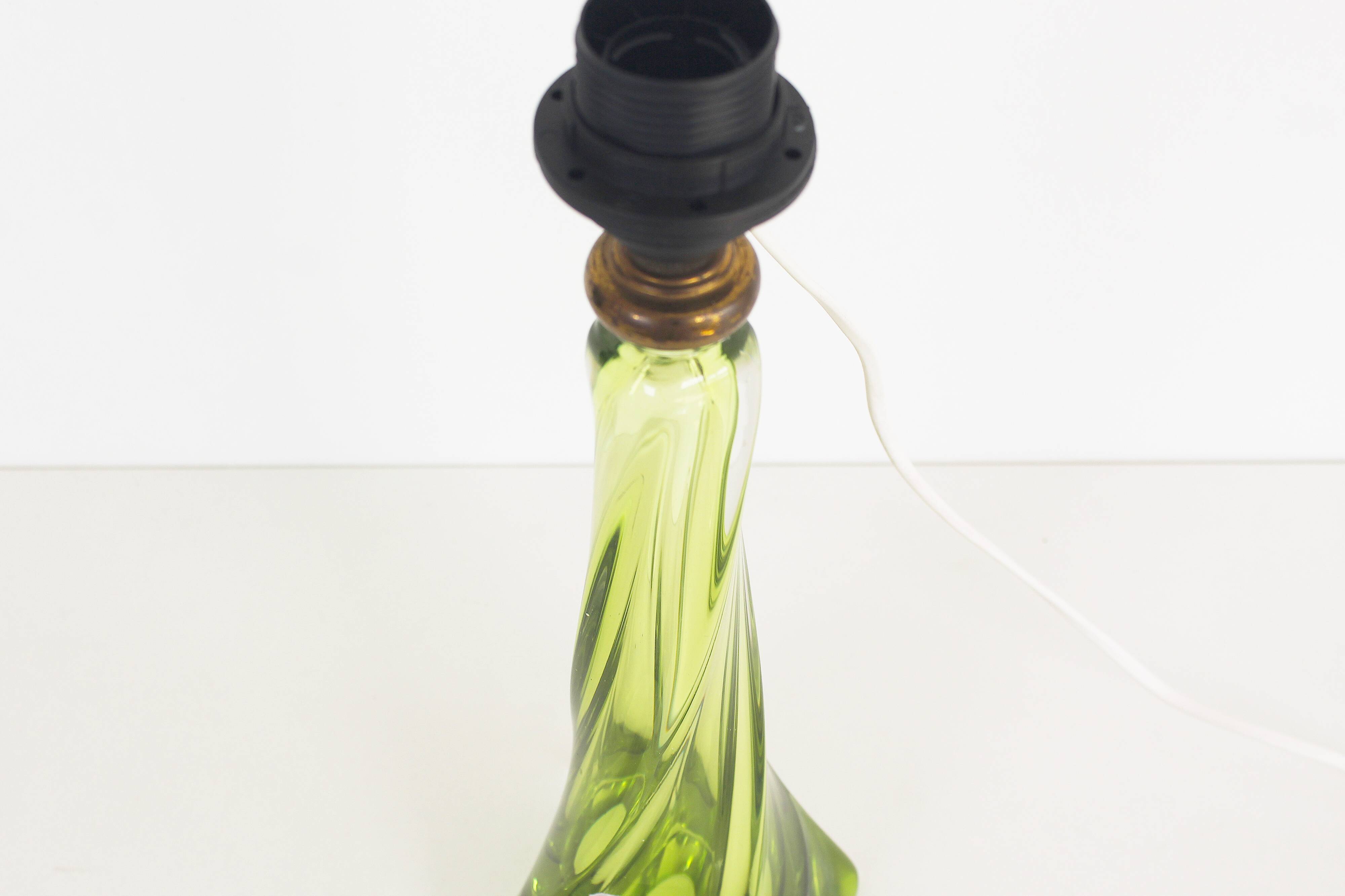 Vintage Belgian crystal glass table lamp by Val Saint Lambert
