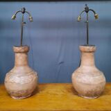 Pair of terracotta lamps
