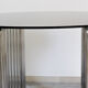 Table ronde chromée en verre rond à tige ronde, Italie années 1970