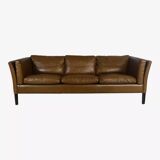 1970s brown leather sofa by Vejen Polstermøbelfabrik