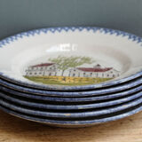 Set of 6 flat plates in faience of St Clément