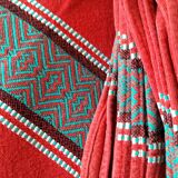 Vintage Basque set: square tablecloth & 7 napkins, 1960s