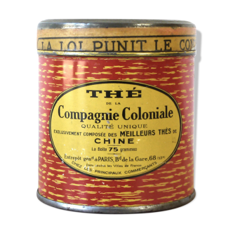 Boîte en métal thé de la Compagnie Coloniale Paris