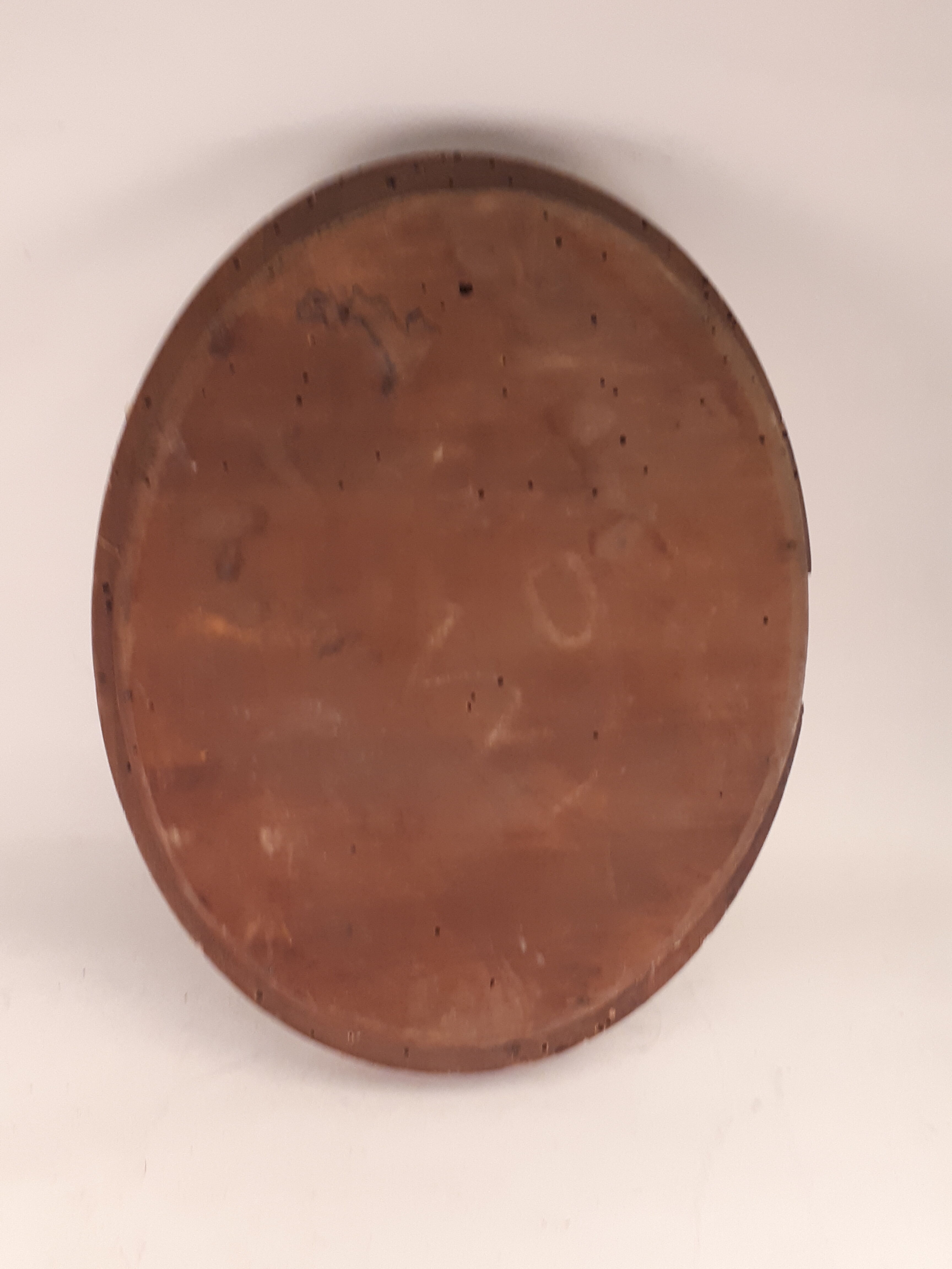 Old oval mirror bevelled classic wood frame - 28x22cm