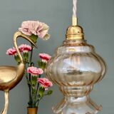 Vintage amber glass globe pendant light