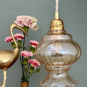 Vintage amber glass globe pendant light