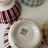 Set of 5 small striped bowls by Digoin France