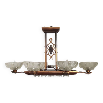 10-light metal ceiling light art deco petitot ezan 4443