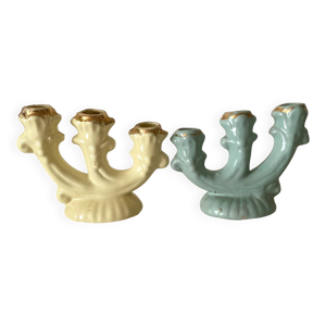 Bougeoirs en barbotine - pastel