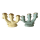 Pastel-toned earthenware candle holders