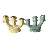Pastel-toned earthenware candle holders