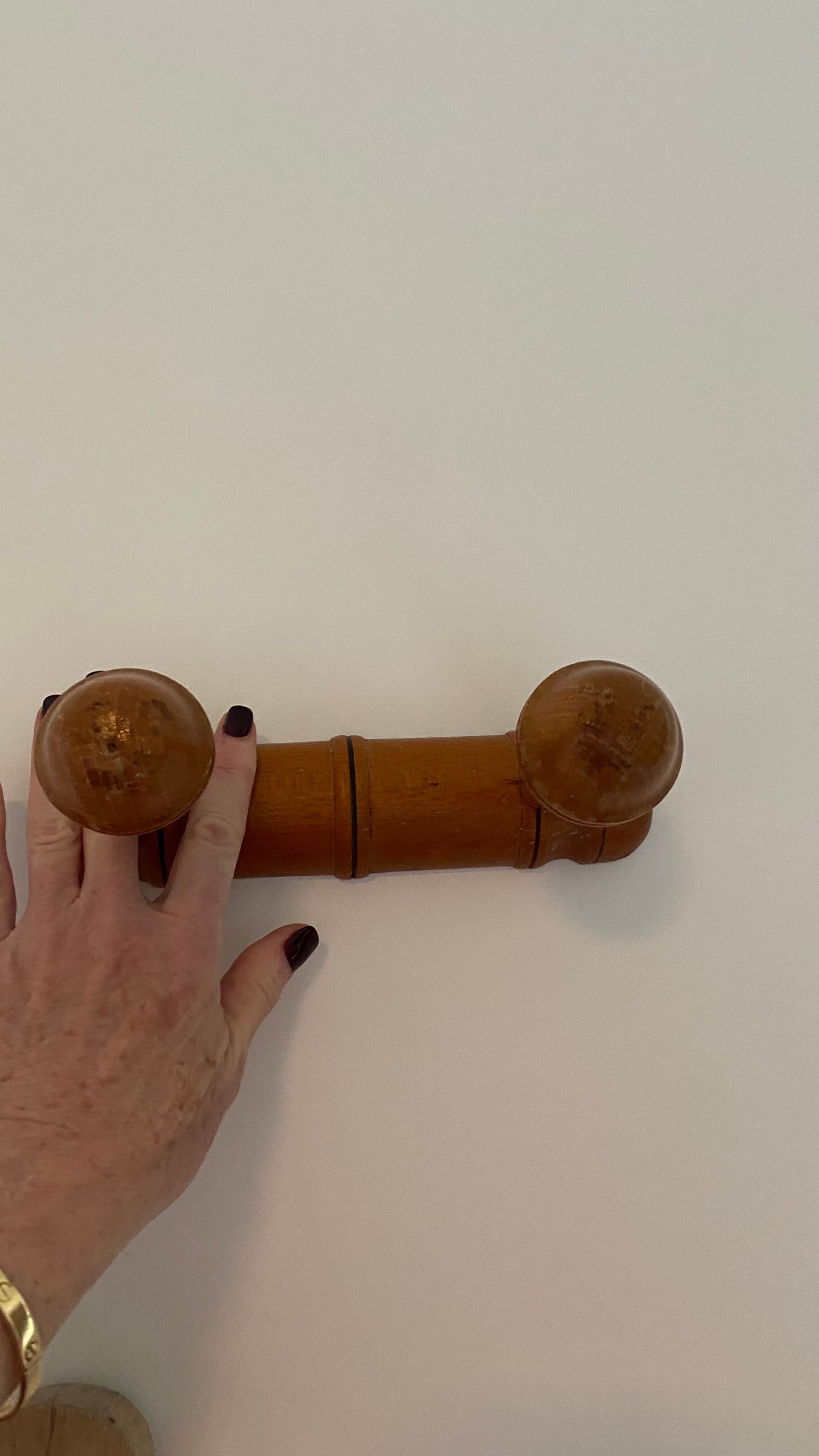 Coat rack with 2 old wooden hooks