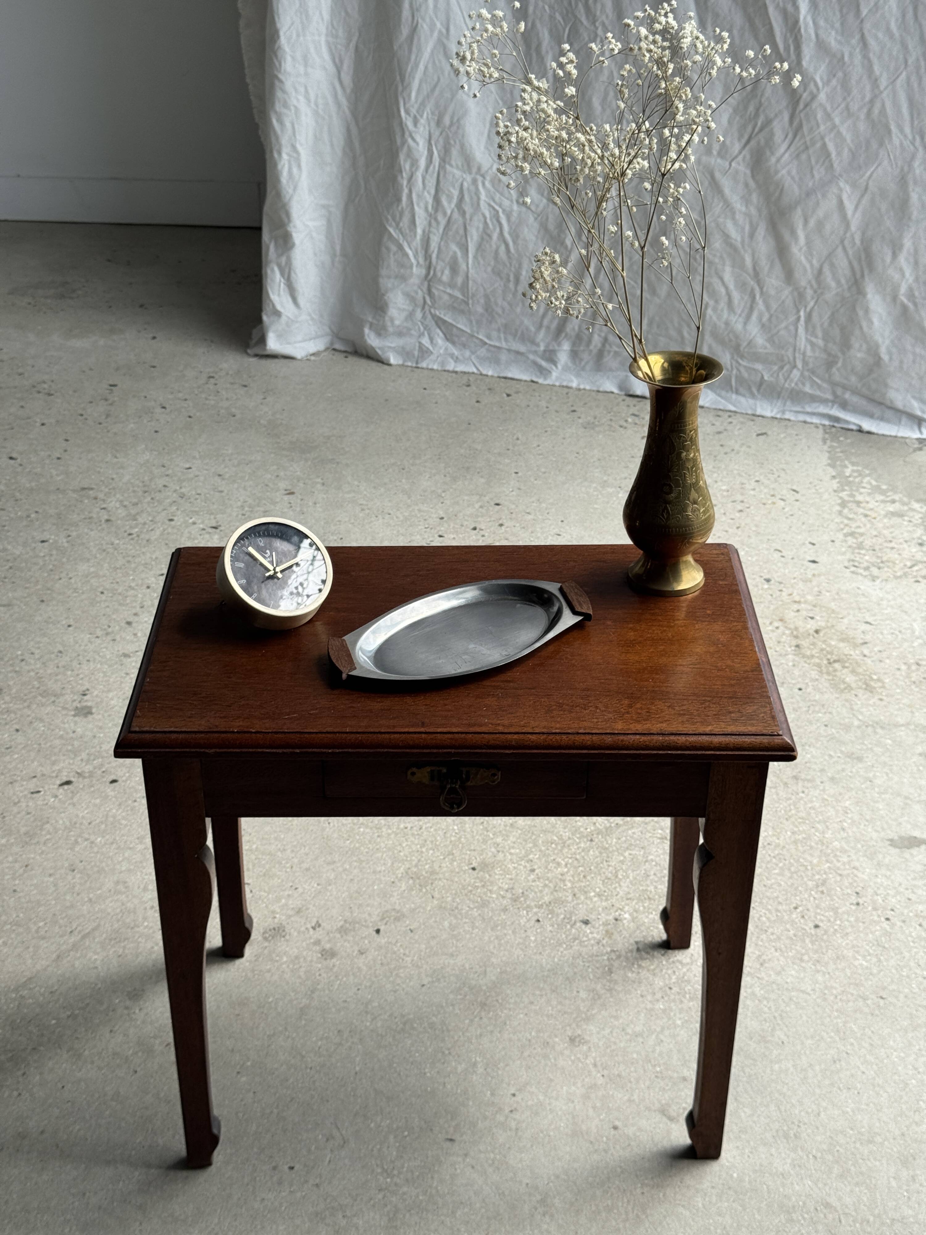 Small oval tray in modernist metal and wood