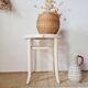 Tabouret vintage en bois courbé blanc et assise en cannage – Esprit Thonet