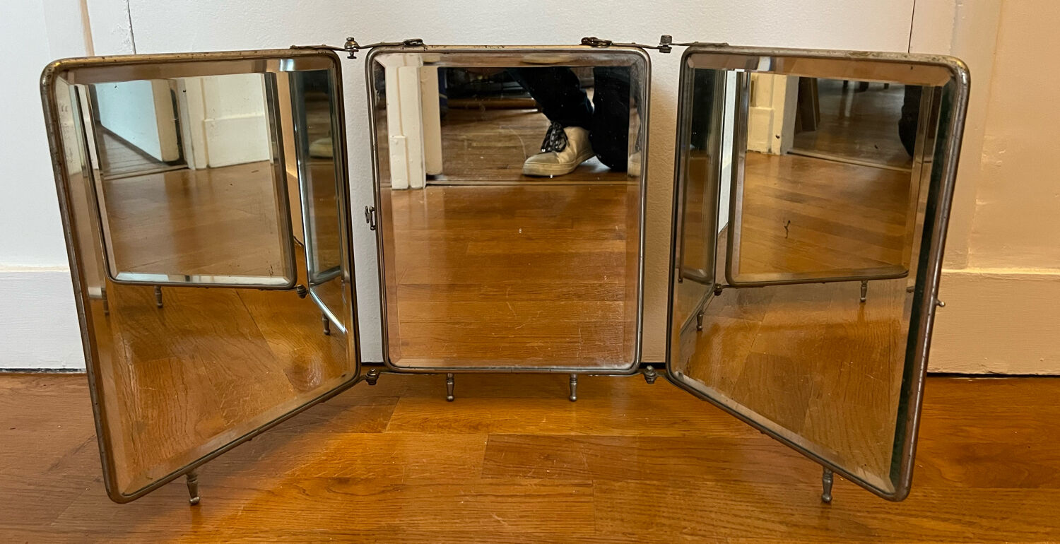Triptych mirror or barber's mirror