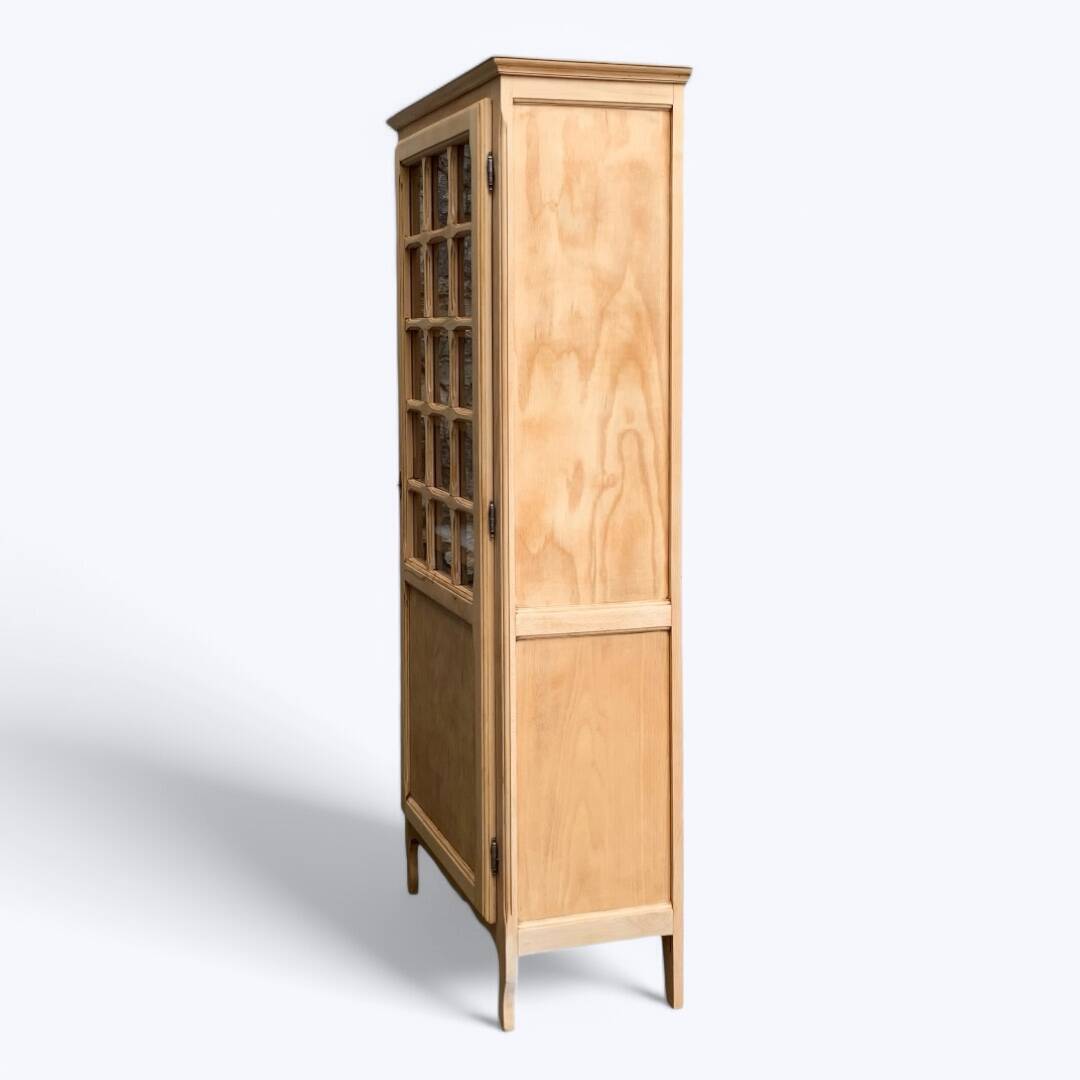 Parisian glass cabinet, raw wood, 1960s