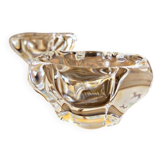 Salt cellars / salt shakers Daum in signed crystal Daum France (set of 2)