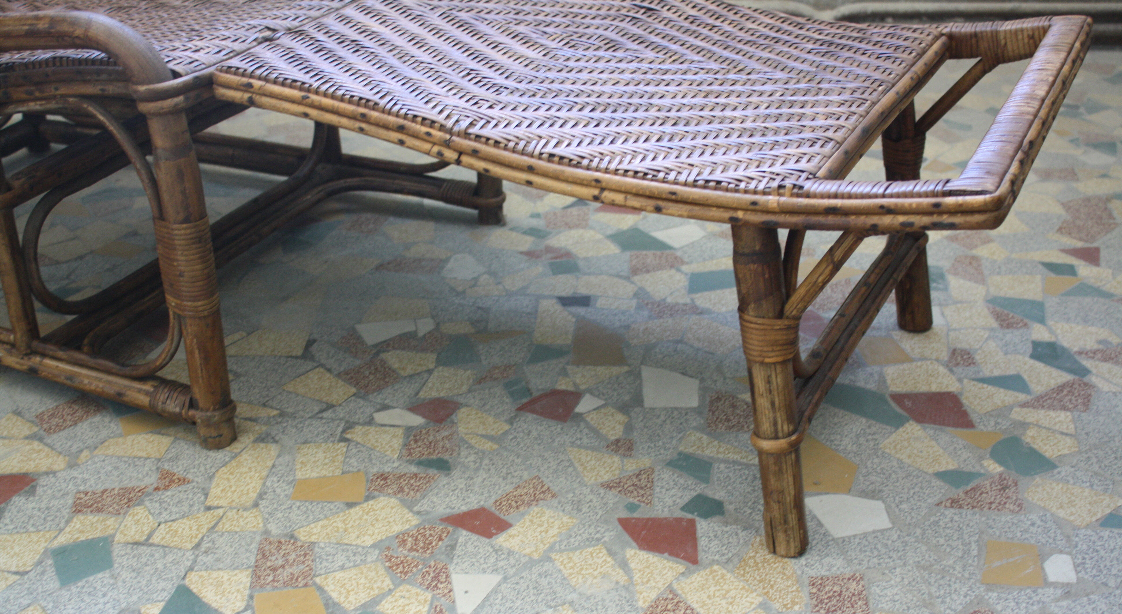 Chair long vintage rattan