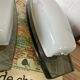 Pair of Veca Fontana wall sconces in smoked and white glass.