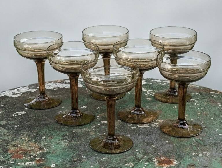 Vintage smoked glass coupes from the 1970s.