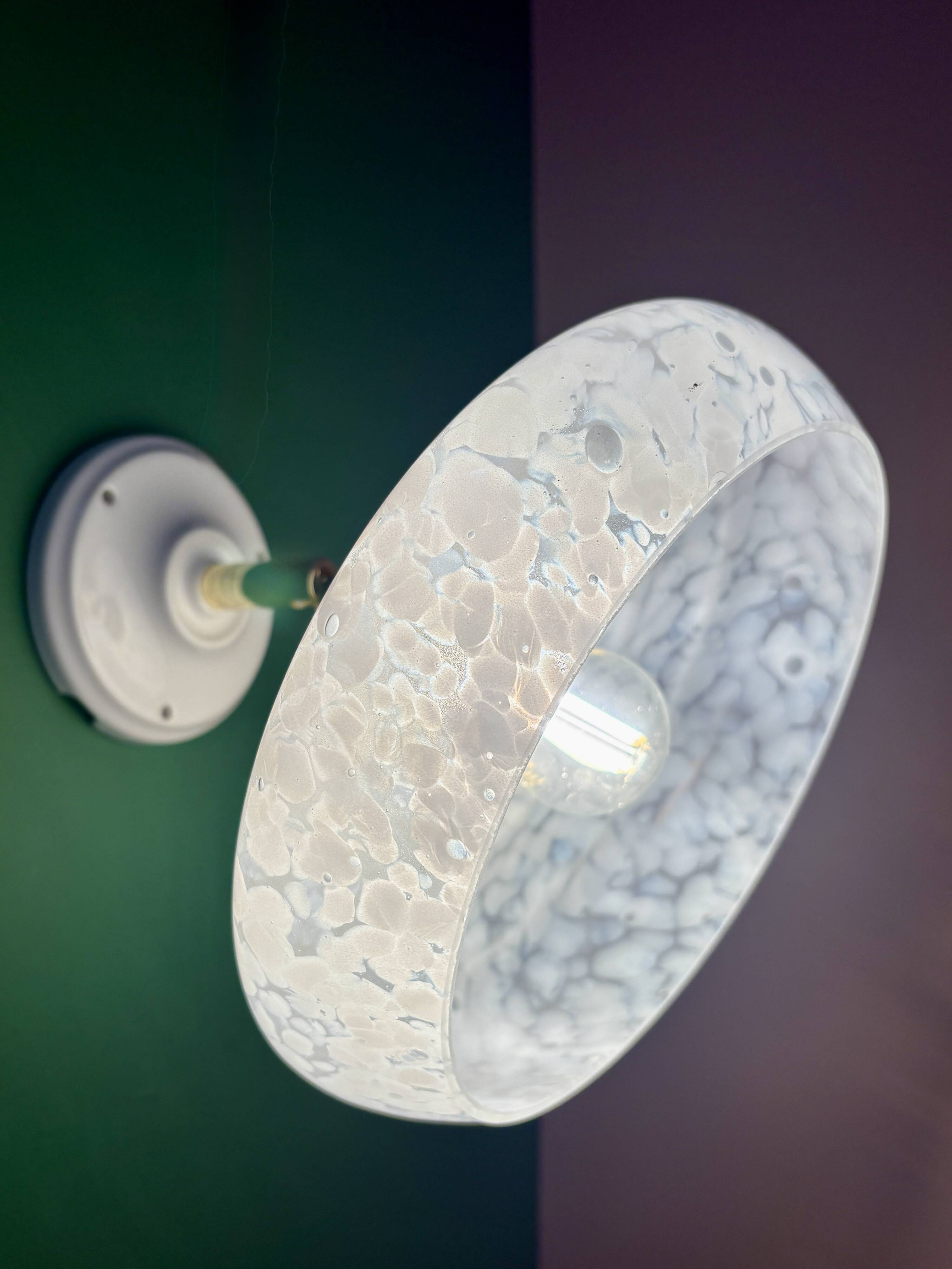 Vintage wall lamp with white clichy glass shade