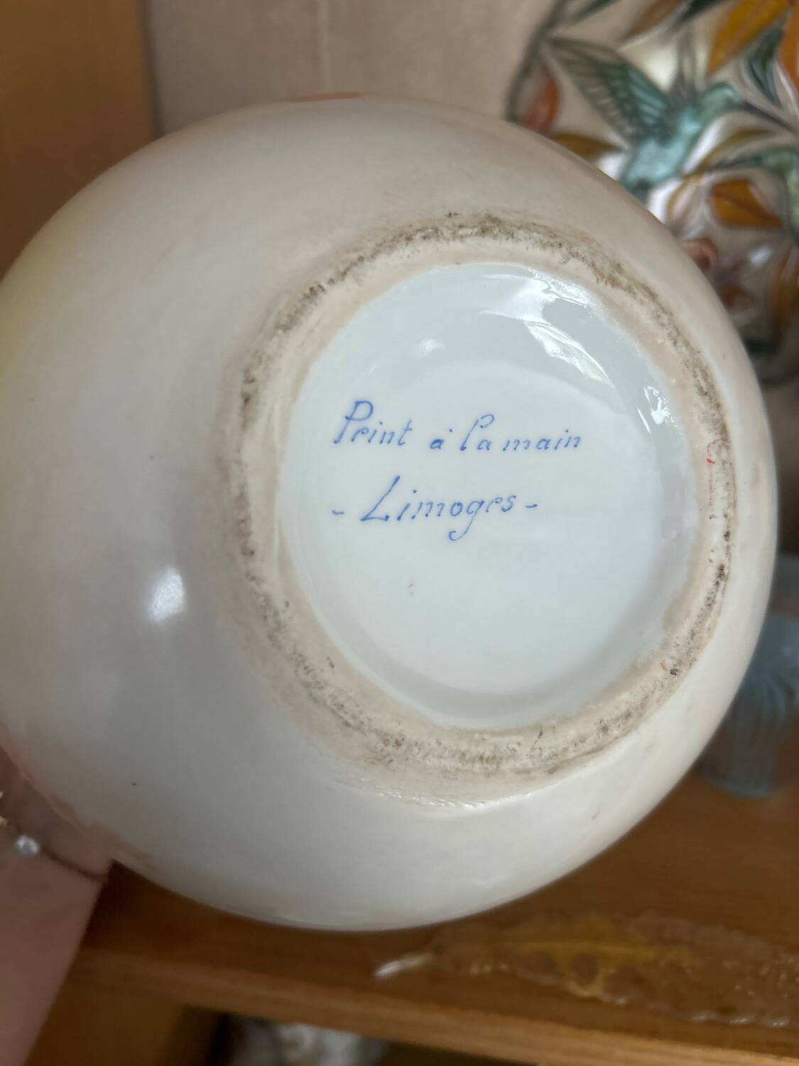 Hand-painted ball vase signed F.Poujol Limoges