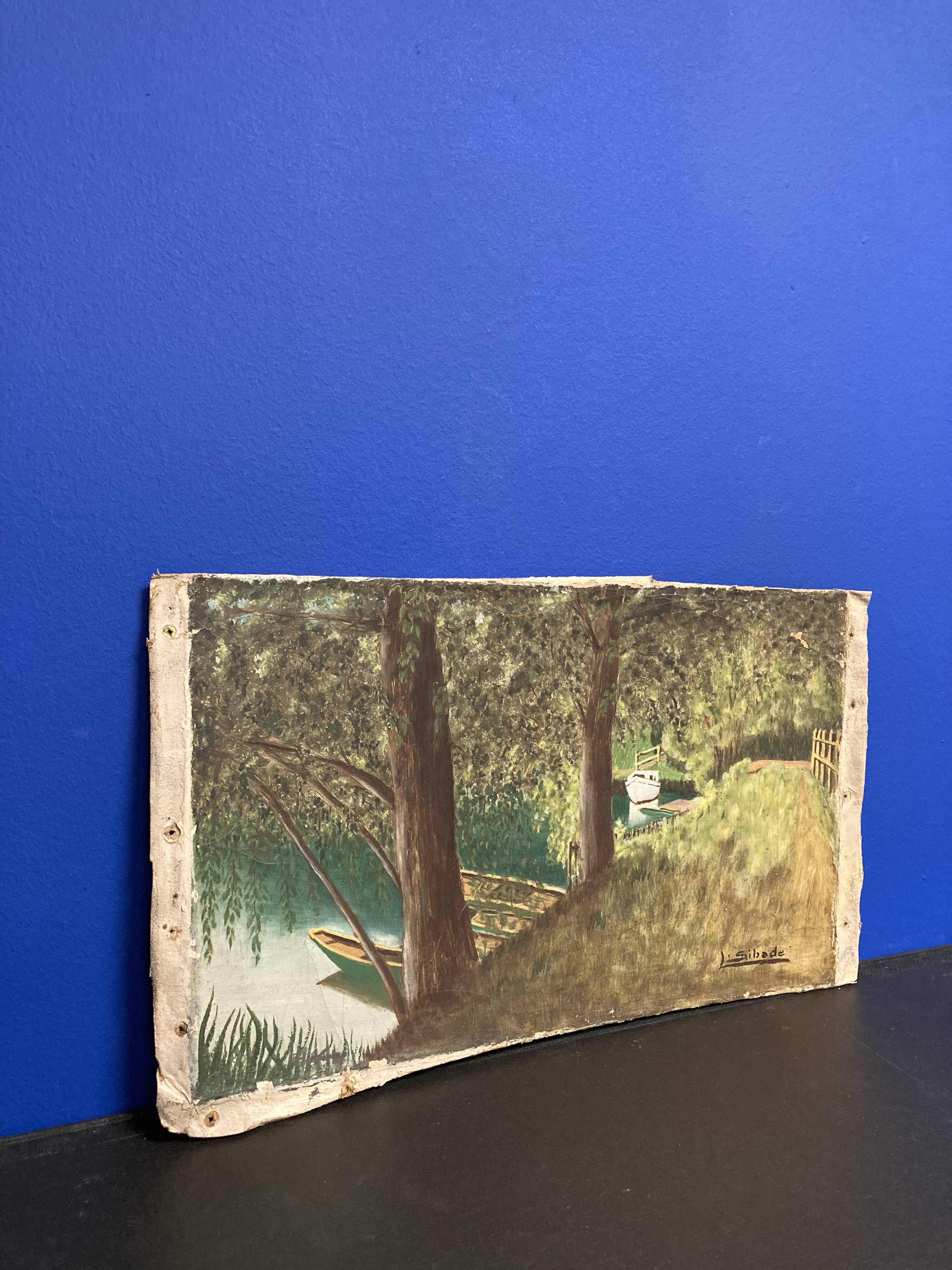 Landscape in oil on canvas signed