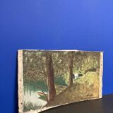 Landscape in oil on canvas signed