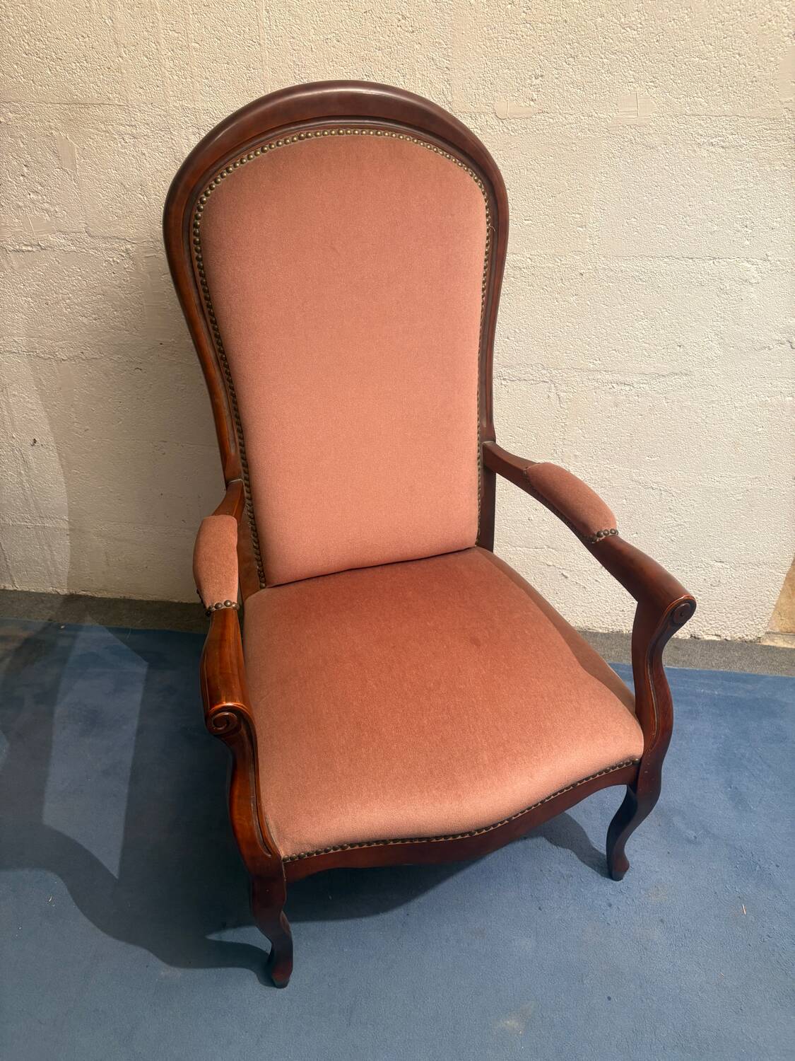 Fauteuil voltaire velours rose