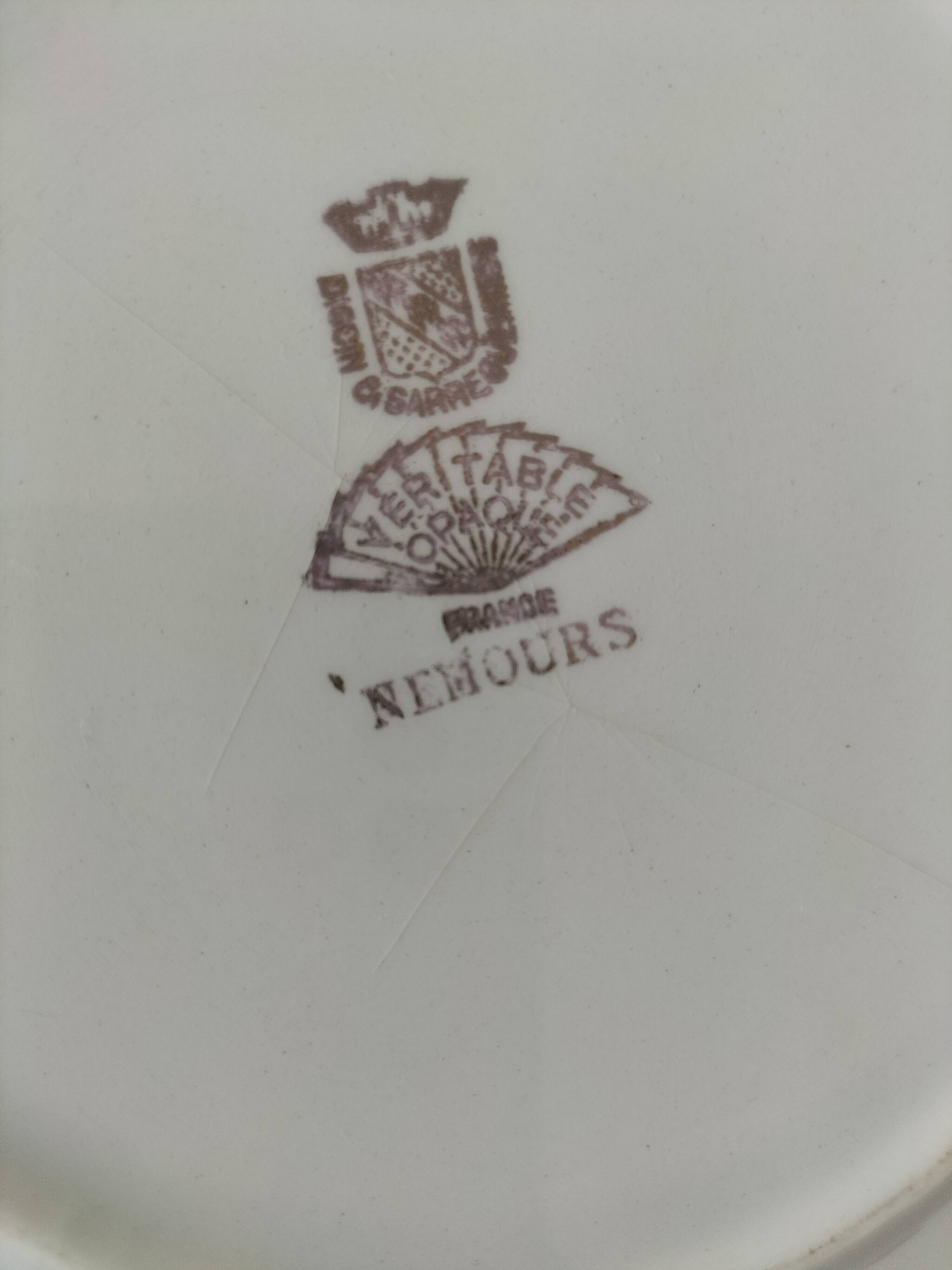 7 assiettes plates et creuses en faïence opaque Digoin Sarreguemines Nemours